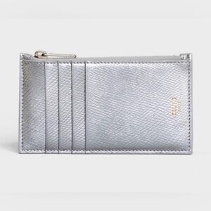 Celine Compact Zipped Cardholder Wallet Silver